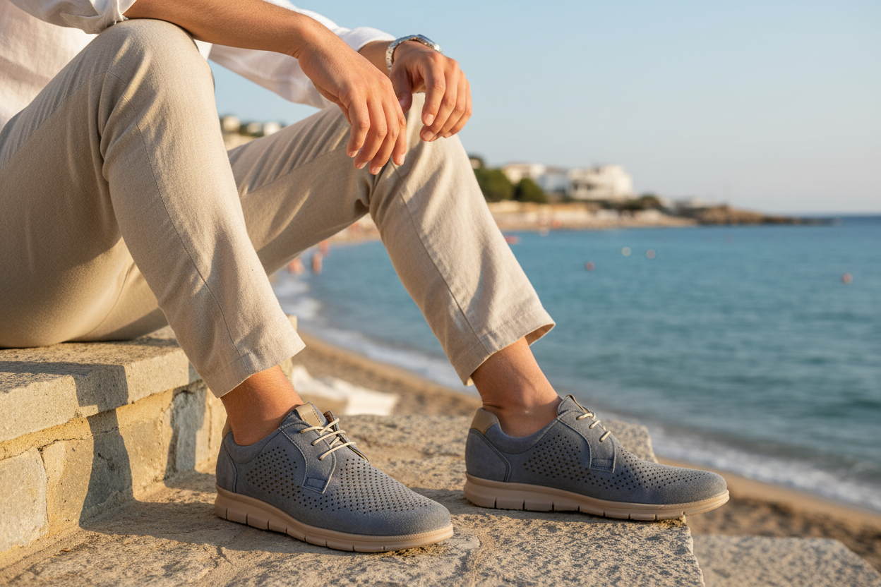 Hombre Verano - Zapato Azul Detalle
